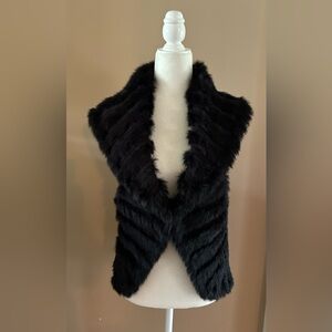 Motive Natural Rabit Fur Black Vest, Size M